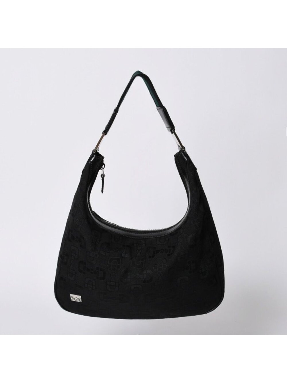 Gucci Hobo Handbag Canvas Sherry Line Black